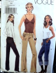 8202 VOGUE LO RISER STRETCH YOKE PANTS ROLLED OR NOT PATTERN 18-22